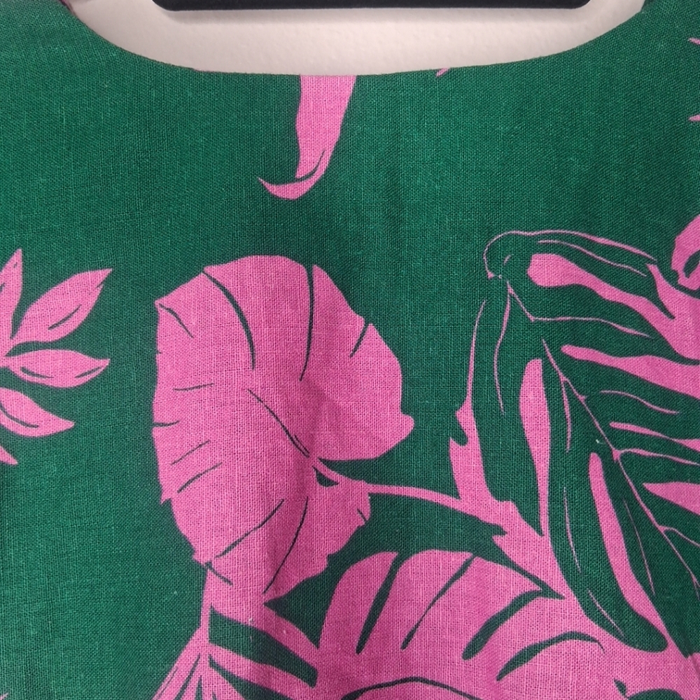 Maison d 'Amelie Paris Cropped Top Green & Pink Leaf Tropical Print M - Picture 5 of 16